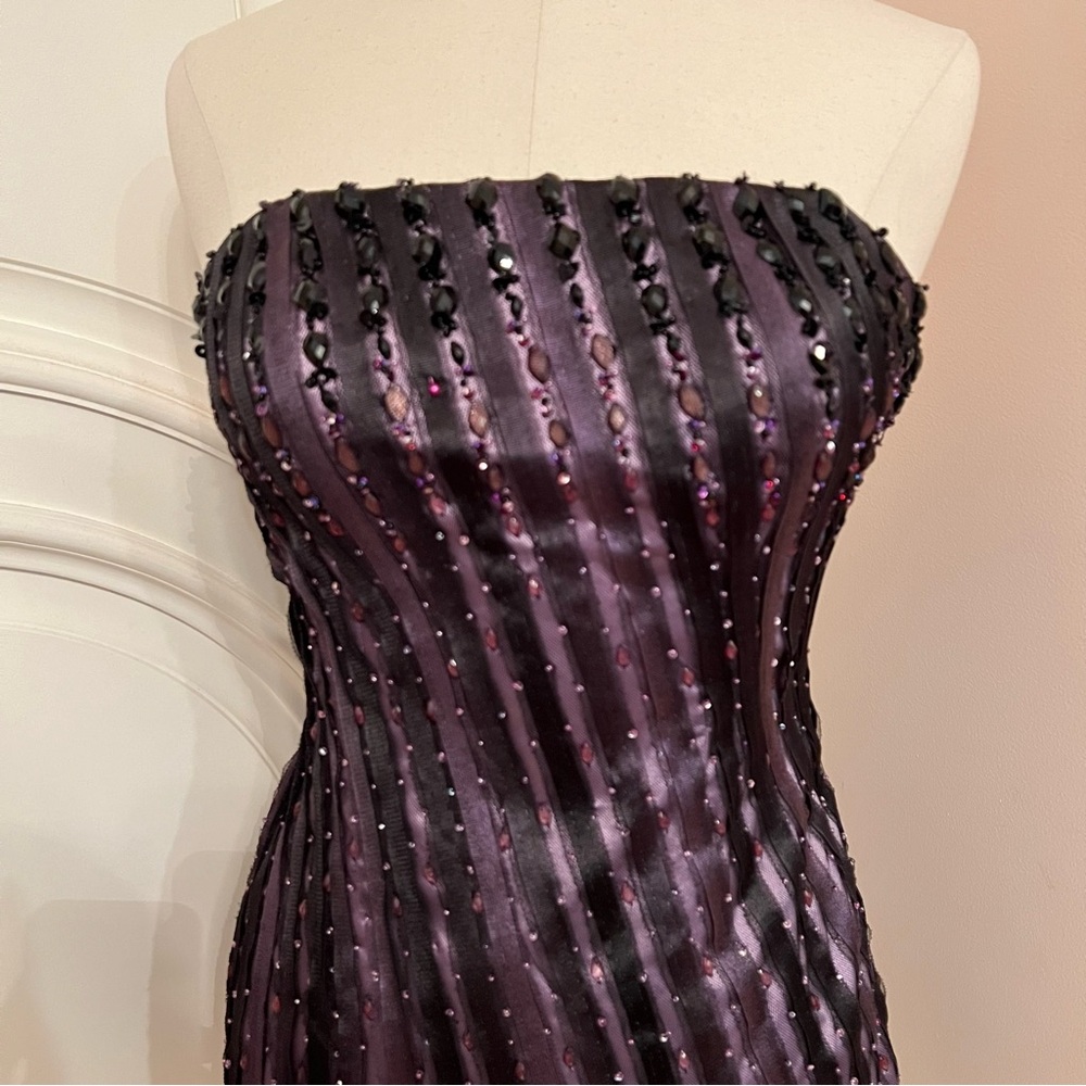 NWT La femme Fashion Purple & Black Ombre Beaded Strapless Dress